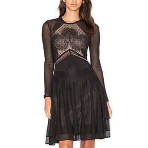 Three Floor-  Carola Dress in Black & Nude